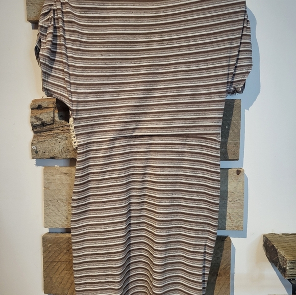 RIPE Striped Brown Dress with Belt - Picture 5 of 6